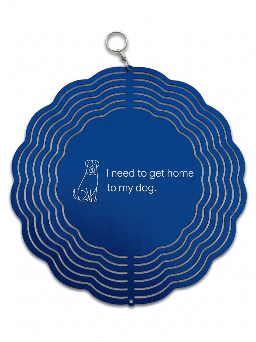 10" I Need to Get Home to My Dog Kinetic Wind Spinner -Blue Metal Hanging Decor